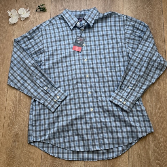 Roundtree & Yorke Other - Roundtree & Yorke Blue and Gray Casual Button Down Shirt